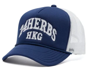 Shop 24HERBS "Arch" Trucker Hat Blue/White Caps