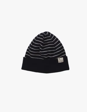 Hot - Stripe Cotton Beanie NAVY Victoria